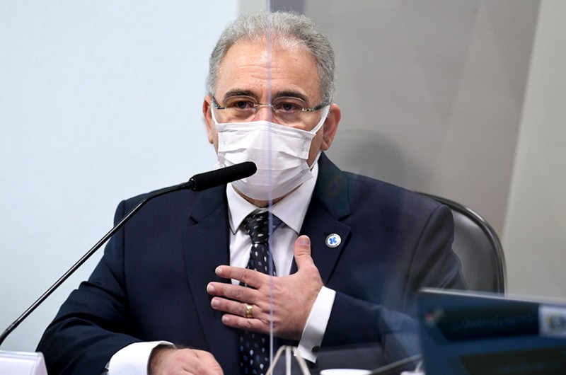 Em resposta ao relator, senador Renan Calheiros (MDB-AL), o ministro da Saúde, Marcelo Queiroga, admitiu que não há infectologistas atuando na pasta - Jefferson Rudy/Agência Senado