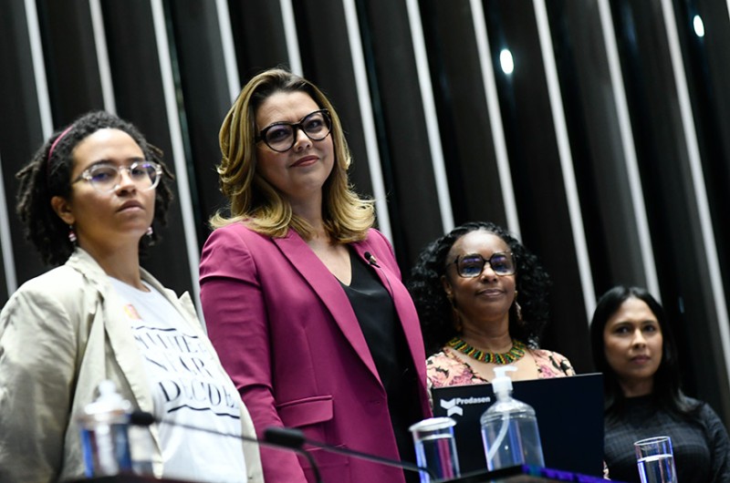 Leila (de rosa) é autora do requerimento para a sessão - Geraldo Magela/Agência Senado