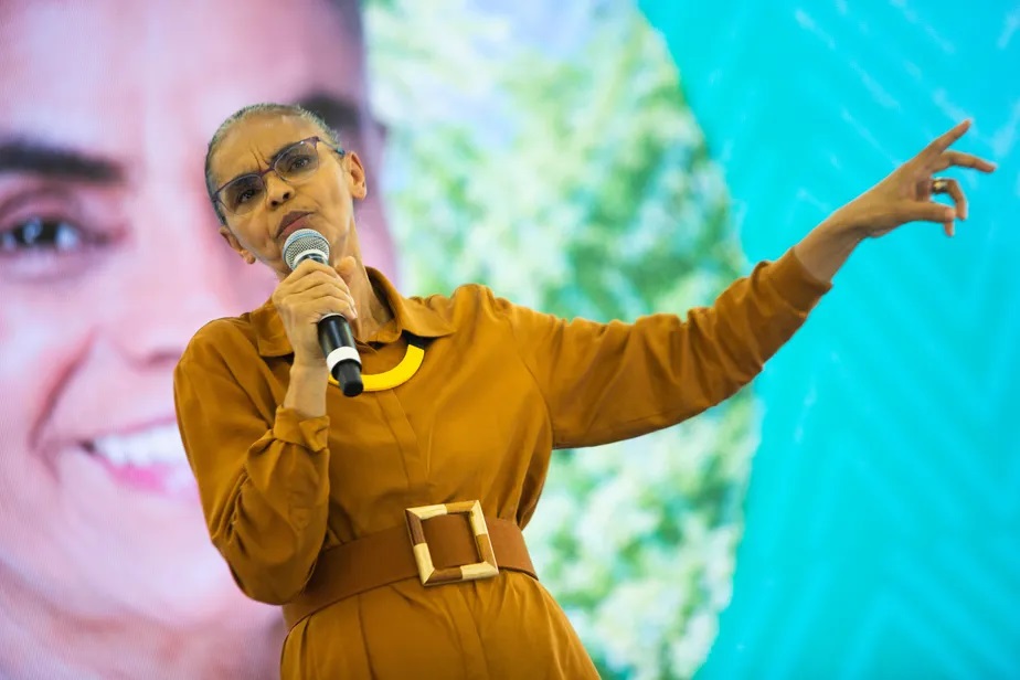 Marina Silva em evento de lançamento de pré-candidatura a deputada federal, em 2022 Maria Isabel Oliveira/ Agência O Globo