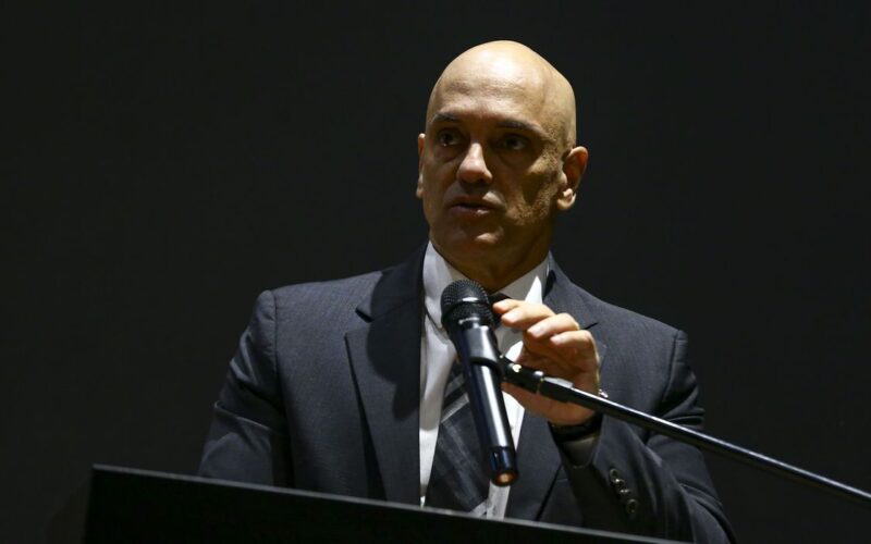 O presidente do TSE, Alexandre de Moraes, durante cerimônia de posse do diretor-geral da PF, na sede da corporação, em Brasília.