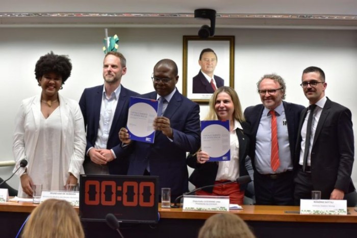 Ministro Sílvio Almeida (C) participa de audiência sobre as recomendações da CNV - (Foto: Zeca Ribeiro/Câmara dos Deputados)