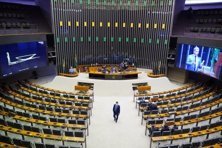 Plenário da Câmara utiliza sistema remoto de votação durante pandemia - (Foto: Pablo Valadares/Câmara dos Deputados)