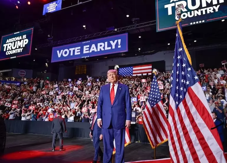 Trump durante comício: ele prometeu acabar com a guerra na Ucrânia antes mesmo de tomar posse.