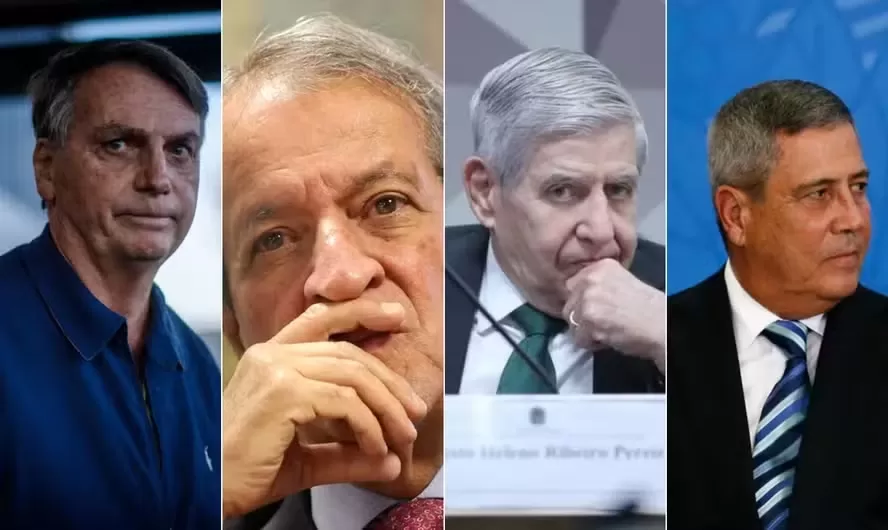 Jair Bolsonaro, Valdemar Costa Neto, Augusto Heleno e Braga Netto estão na lista de indiciados pela PF — Foto: Foto: Brenno Carvalho/Beto Barata/Bruno Spada/Pablo Jacob