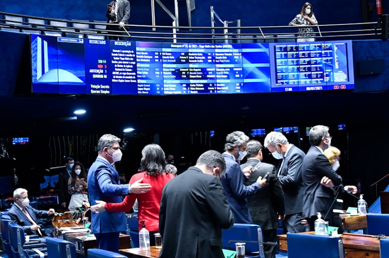 O Plenário aprovou, nesta quinta-feira (8), os nomes de Vinícius Clay Araujo Gomes e Tiago Mafra dos Santos, para diretores, e Alex Braga Muniz, para diretor-presidente da Agência Nacional de Cinema - Waldemir Barreto/Agência Senado