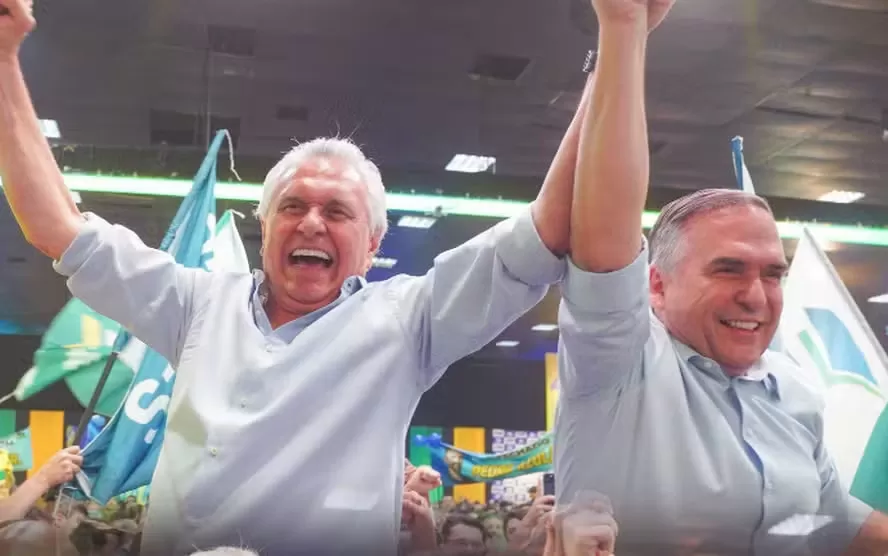 O governador de Goiás, Ronaldo Caiado, e o seu candidato em Goiânia, Sandro Mabel — Foto: Divulgação