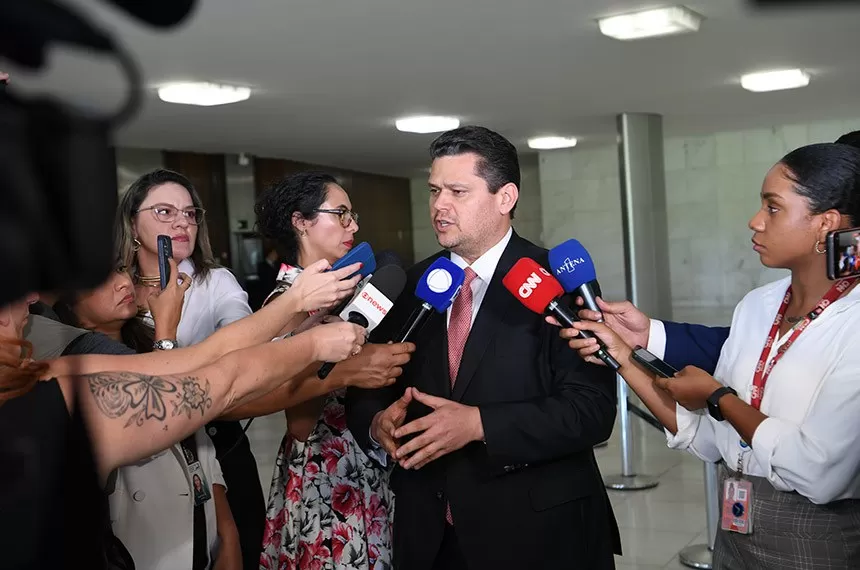 Presidente do Senado, Davi Alcolumbre, em entrevista coletiva Jonas Pereira/Agência Senado Fonte: Agência Senado