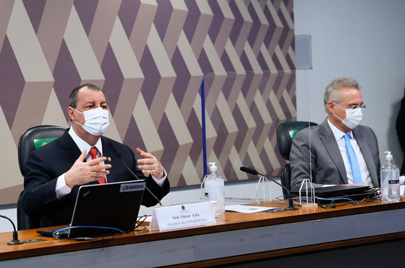 Omar Aziz, presidente, e Renan Calheiros, relator da CPI da Pandemia - Edilson Rodrigues/Agência Senado