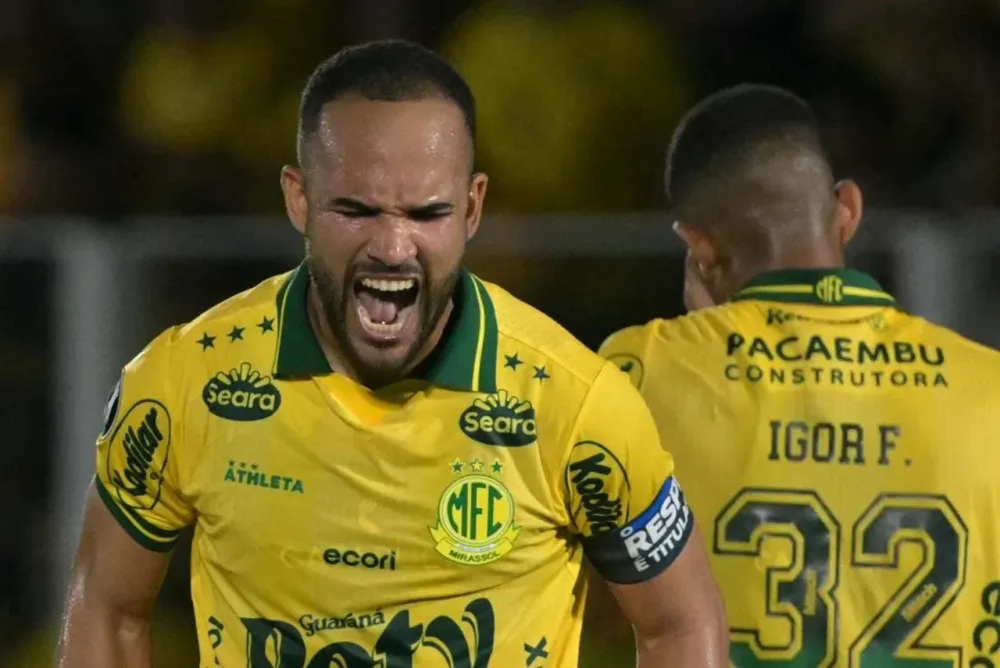 João Victor celebra o gol decisivo para o Mirassol diante do Lanús - Foto: Divulgação / Lanus