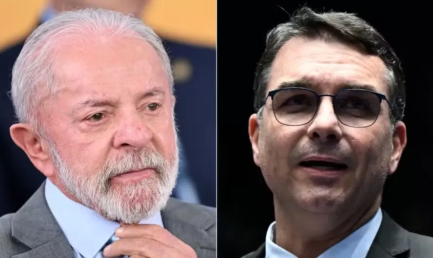 Lula e Flávio Bolsonaro são os dois principais postulantes na corrida presidencial - Foto: Evaristo Sá/AFP e Andressa Anholete/Agência Senado