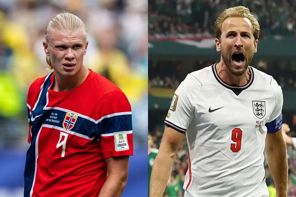 Haaland e Kane são as grandes atrações de Noruega x Inglaterra - Fotos: Divulgação / NFF e Divulgação / England