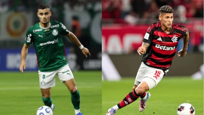O Palmeiras lidera o Brasileirão com 41 pontos, 7 de vantagem sobre o Flamengo Cesar Greco/Palmeiras - 28/05/2026 e Gilvan de Souza/Flamengo - 13.12.2025