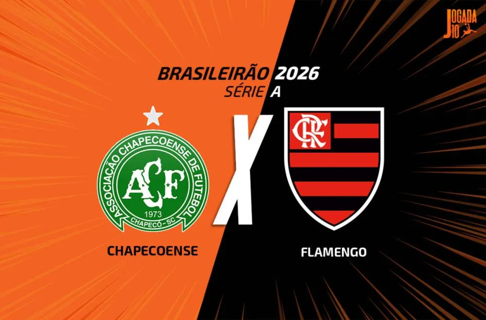 Flamengo, que volta a atuar pelo Brasileirão após quase dois meses, visita a Chapecoense - Arte: Jogada10