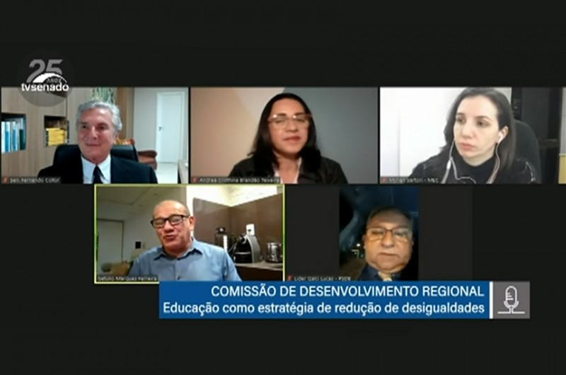 O debate, realizado de forma remota, foi transmitido pela TV Senado - Reprodução/TV Senado