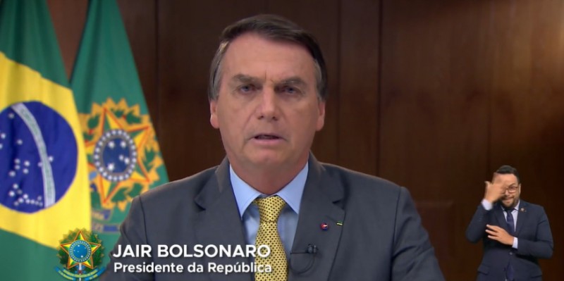 O presidente Jair Bolsonaro, durante pronunciamento - (Foto: Reprodução)