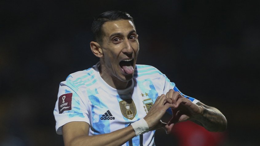 Di María comemora belo gol marcado no Campeón Del Siglo contra o Uruguai (Ernesto Ryan / POOL / AFP)