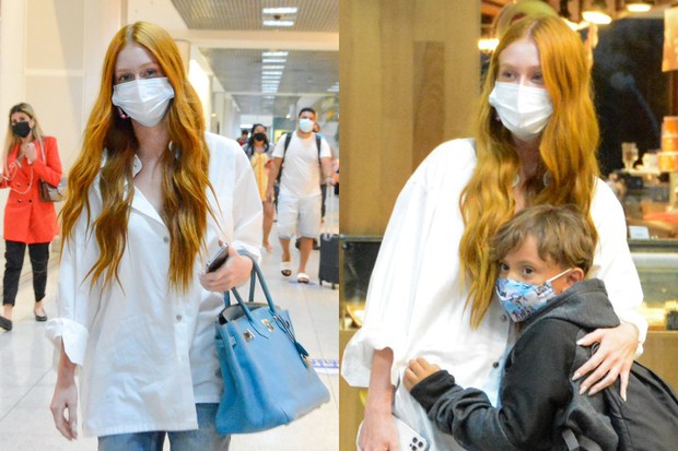 Marina Ruy Barbosa posa com fãs em aeroporto (Foto: Webert Belicio/AgNews)