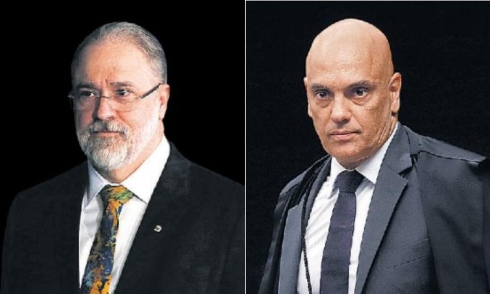 O procurador geral da República, Augusto Aras, e o ministro do STF Alexandre de Moraes Foto: Arquivo O GLOBO