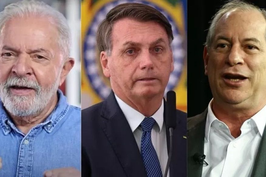 Da esquerda para a direita: Lula (PT), Bolsonaro (PL) e Ciro (PDT) (Foto: Reprodução)