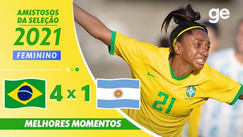 #BRASIL #ARGENTINA #MelhoresMomentos BRASIL 4 X 1 ARGENTINA l MELHORES MOMENTOS l AMISTOSOS FUTEBOL FEMININOS 2021 l ge.globo